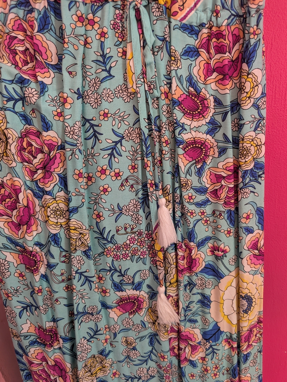 Bohemian Floral V-Neck Maxi Dress in Aqua - Picture 3 of 7